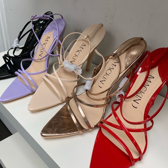 Red Pointed Toe Strap Heel - Picture 6 of 7